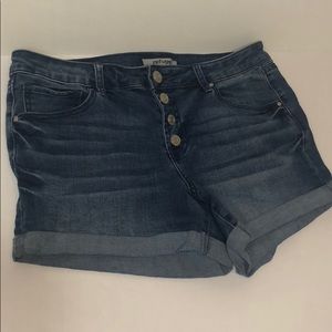 High waisted multi button jean shorts